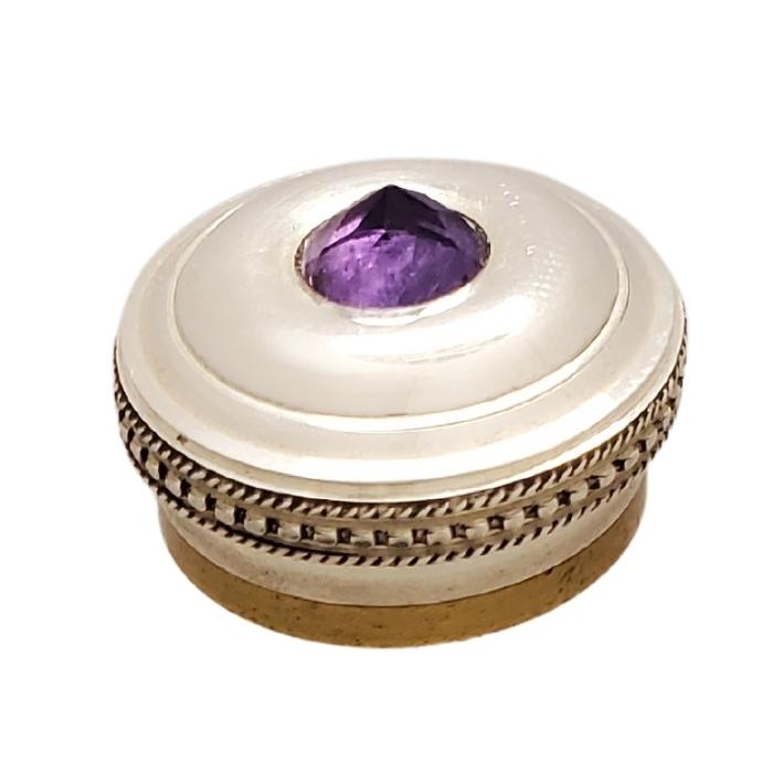 Amethyst Gemstone Flute Crown Silver (Faceted)