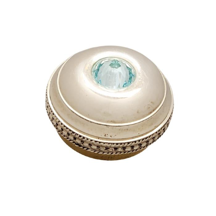 Aquamarine Gemstone Flute Crown Silver (Faceted)