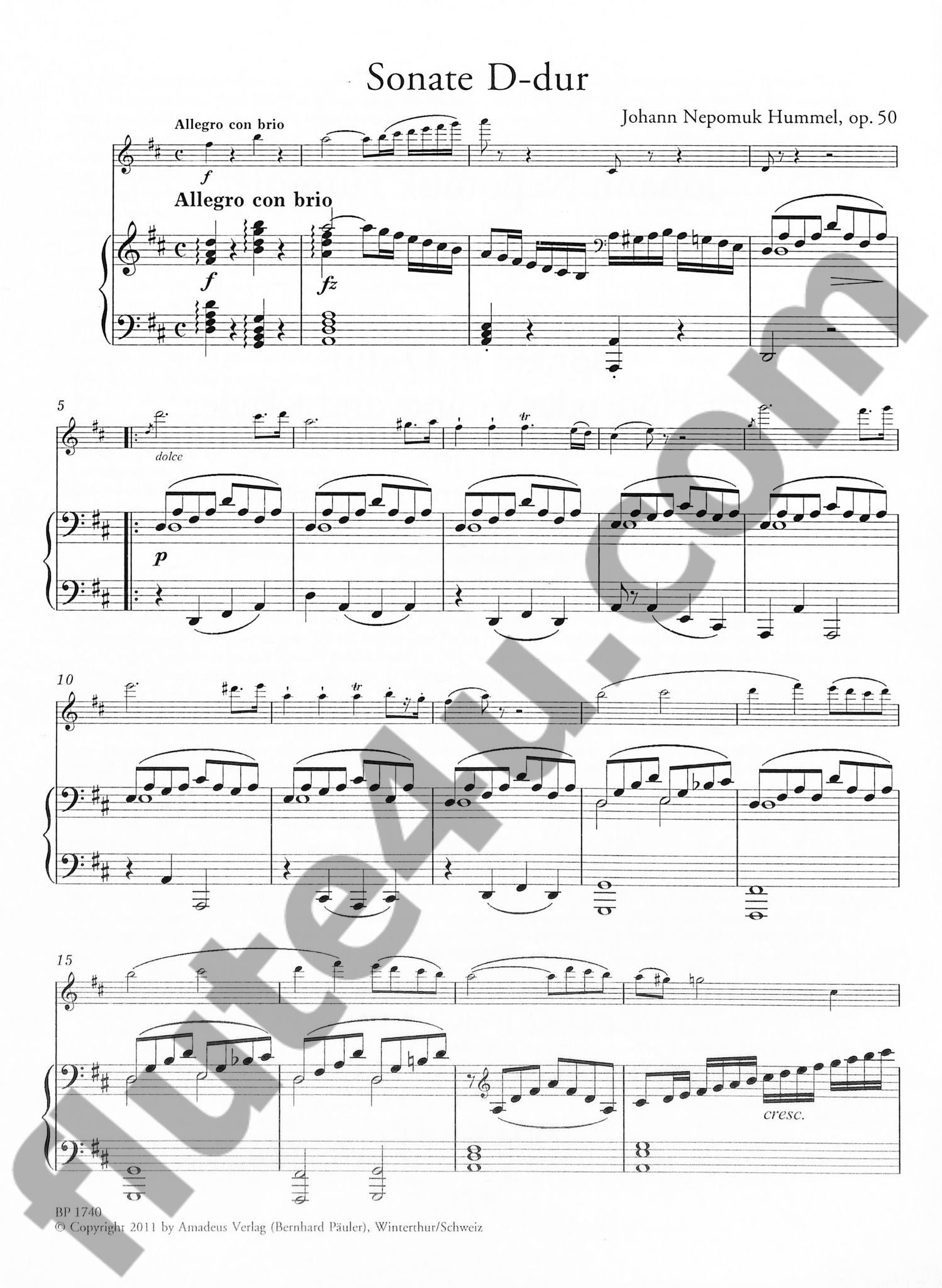 Hummel, JN :: Sonate in D major op. 50