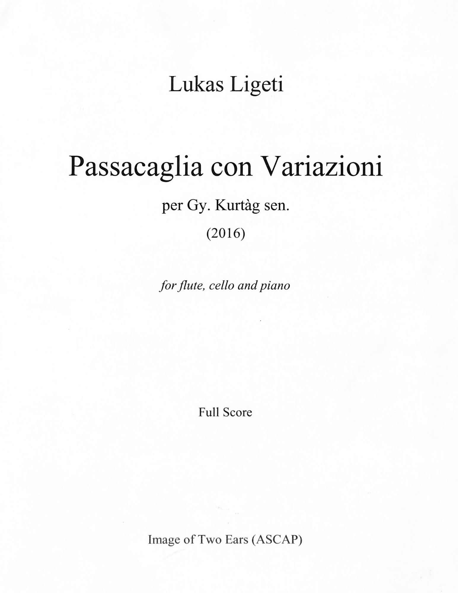 Passacaglia con Variazioni