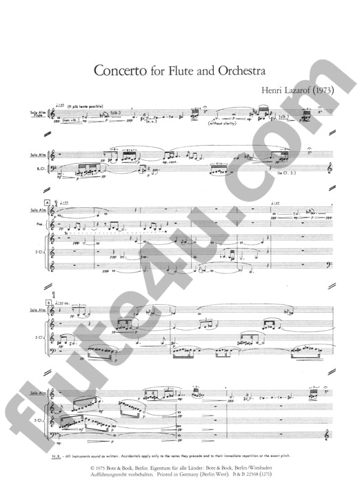 Lazarof, H :: Concerto (Score)