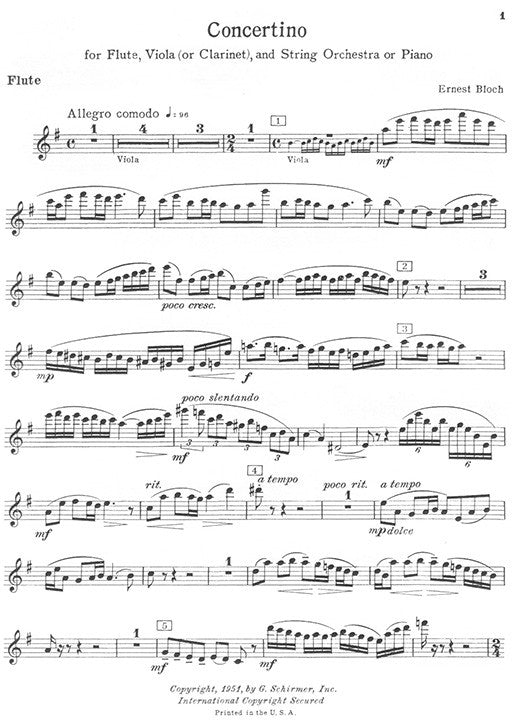 Bloch, E :: Concertino