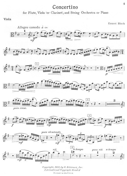 Bloch, E :: Concertino
