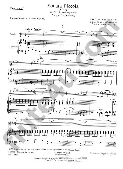 Bach, PDQ :: Sonata Piccola