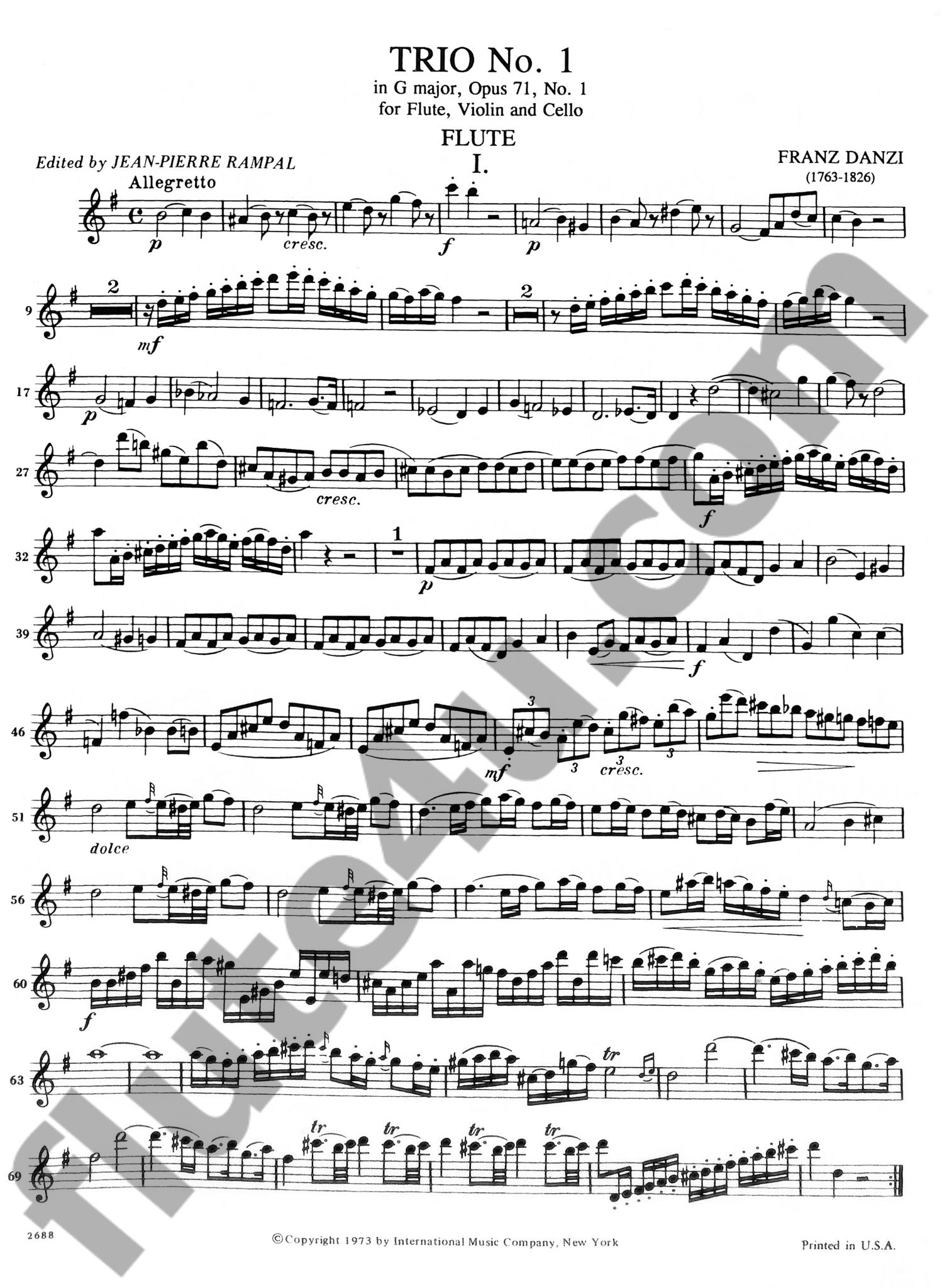 Danzi, F :: Trio No. 1 in G Major, op. 71