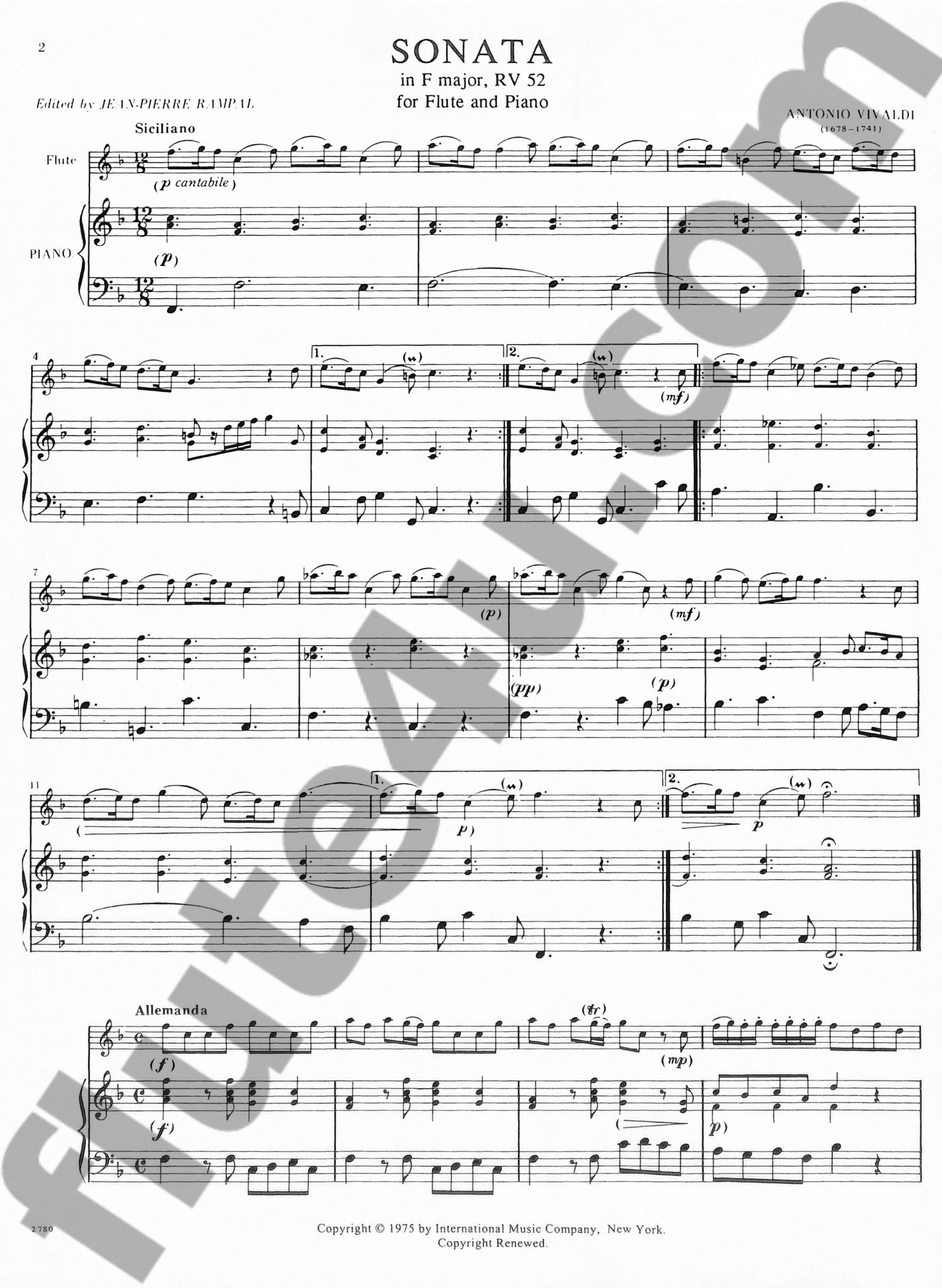 Vivaldi, F :: Sonata in F major, RV 52