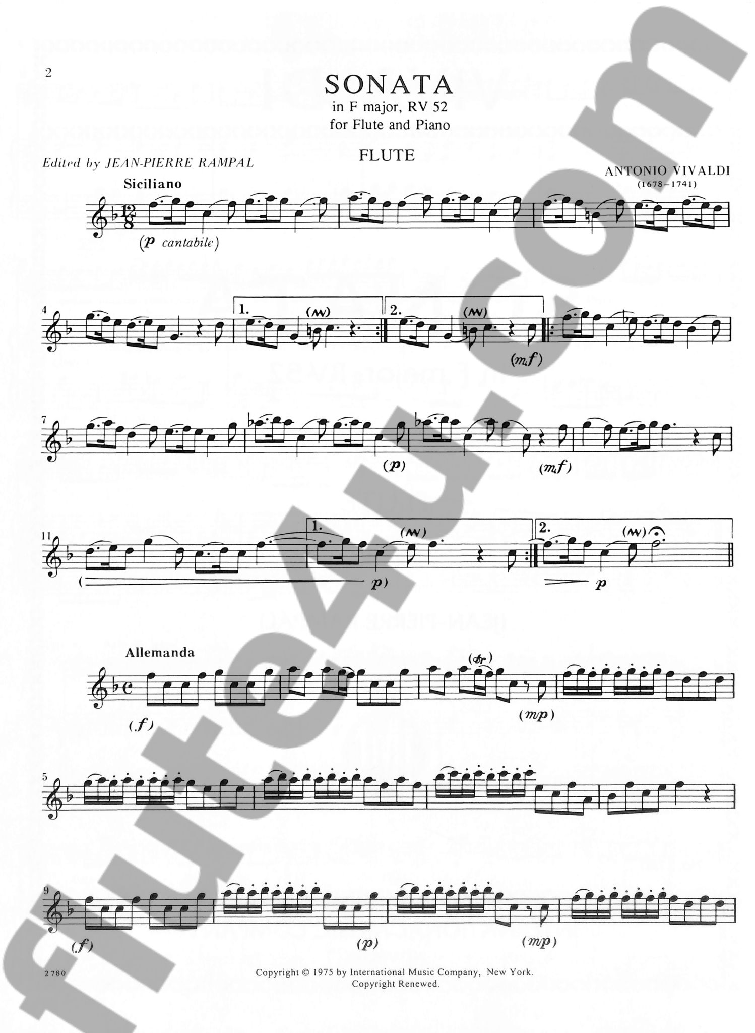 Vivaldi, F :: Sonata in F major, RV 52