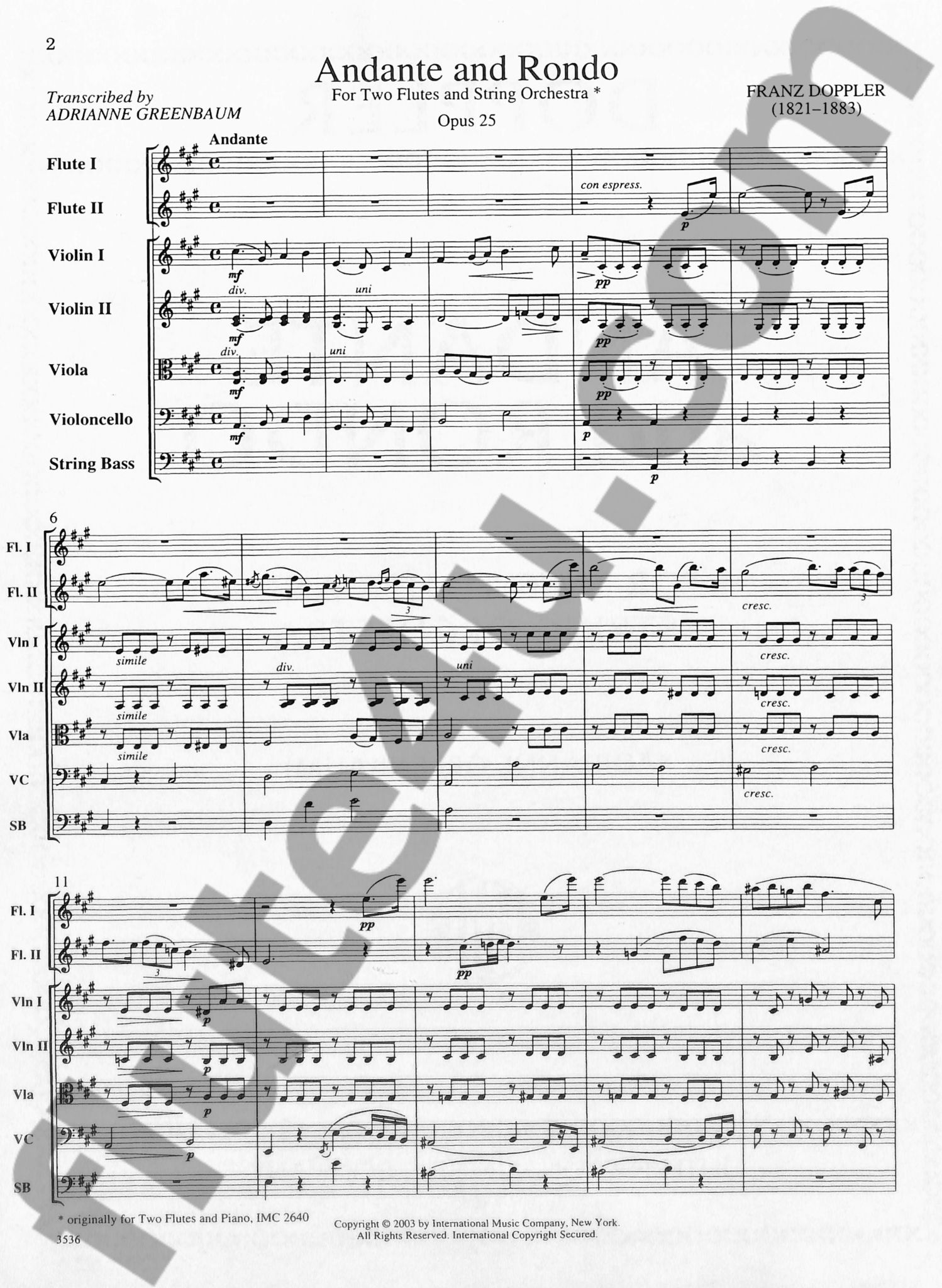 Doppler, F :: Andante and Rondo