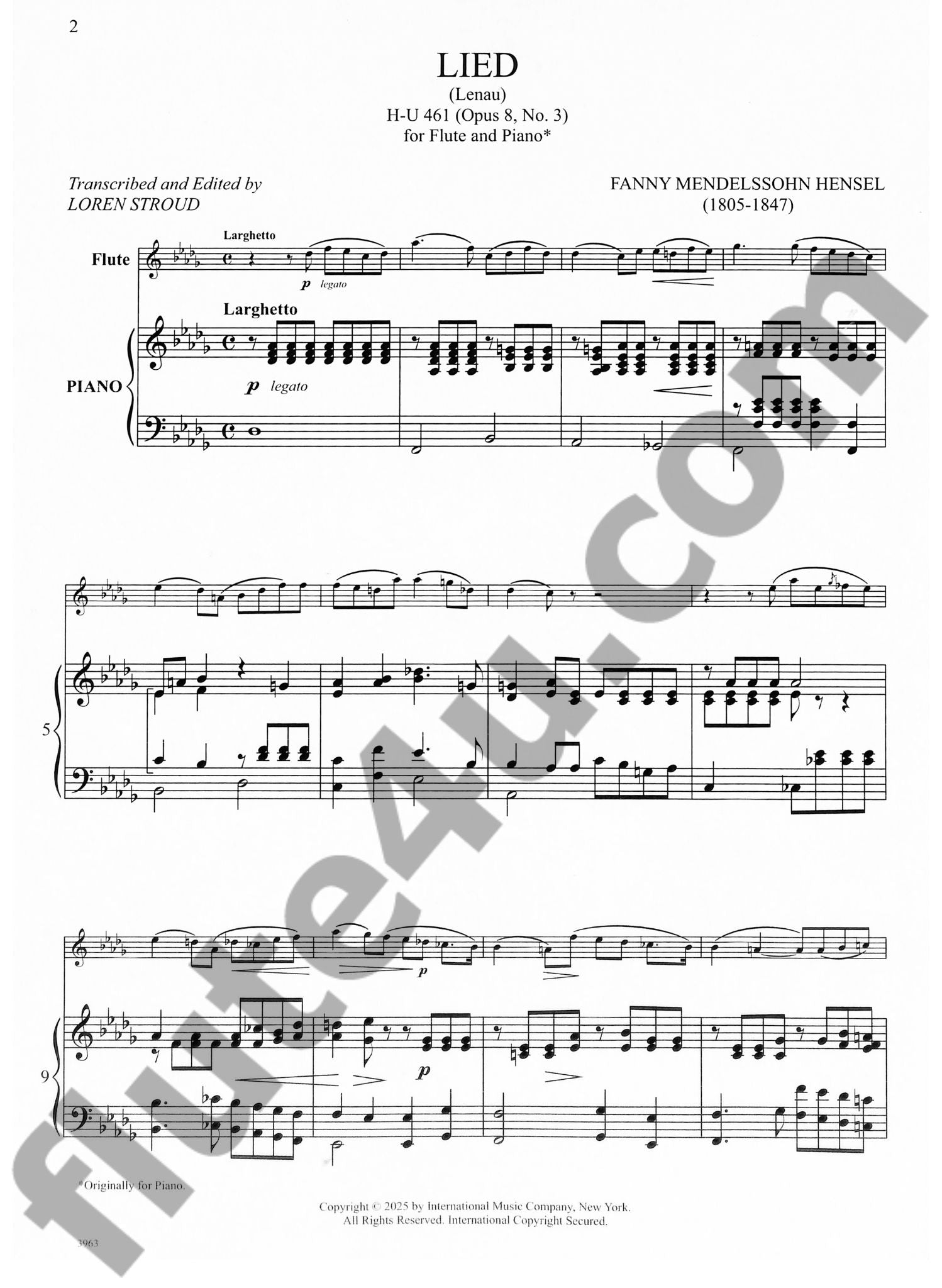 Mendelssohn Hensel, F :: Lied (Lenau), Op. 8, No. 3