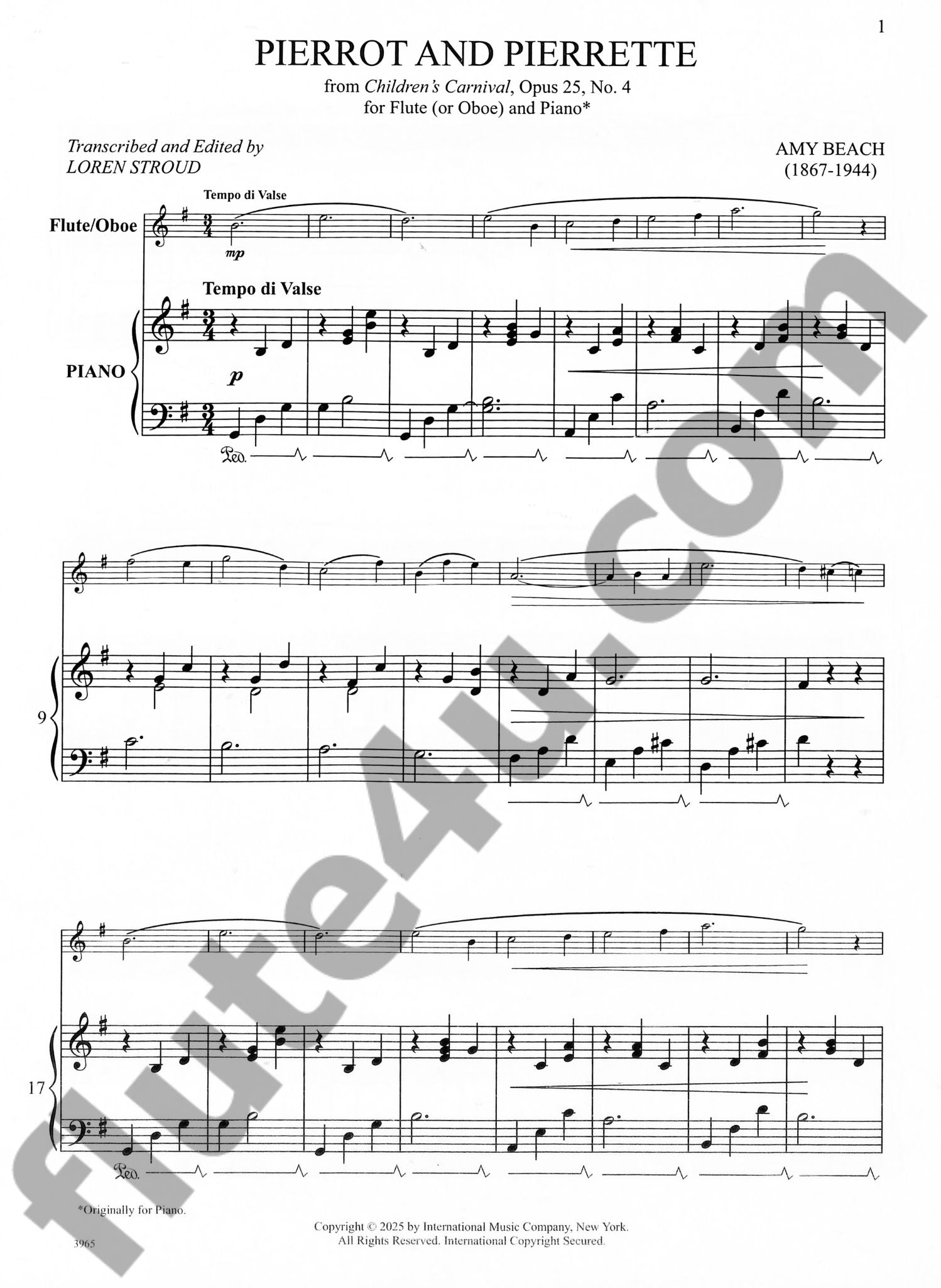 Beach, A :: Pierrot and Pierrette, from Children's Carnival, Op. 25, No. 4