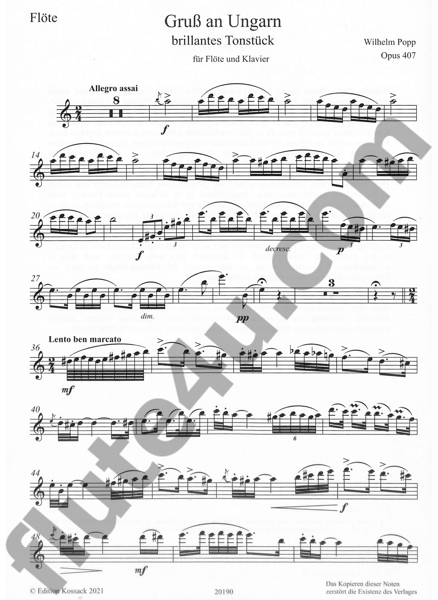 Popp, W :: Gruss an Ungarn, Brillantes Tonstuck, op. 407