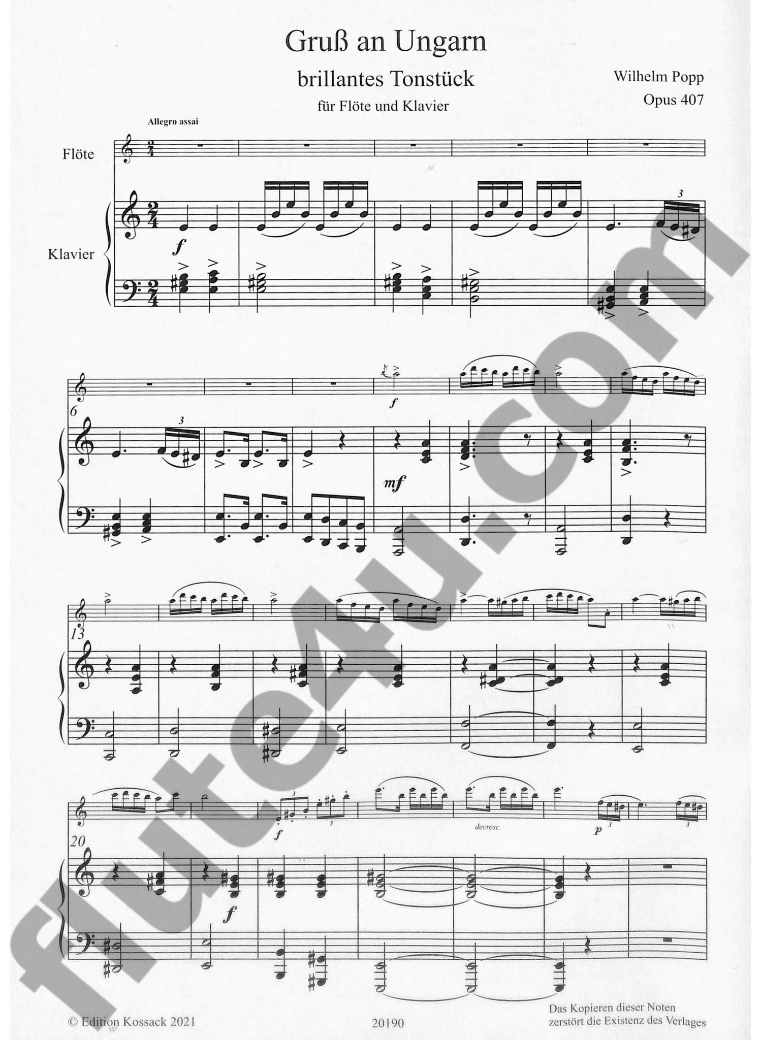 Popp, W :: Gruss an Ungarn, Brillantes Tonstuck, op. 407