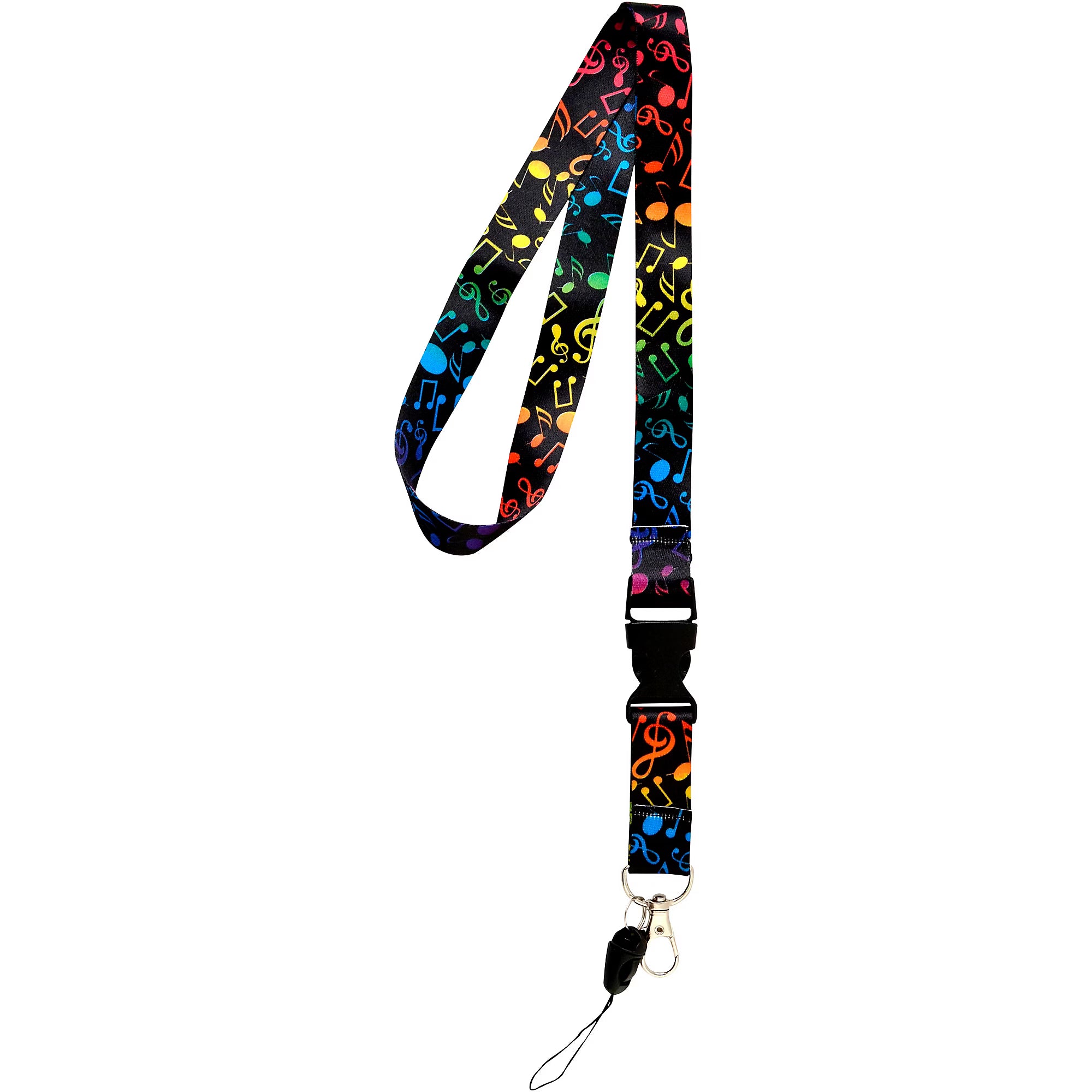 Lanyard - Black with Rainbow Music Notes