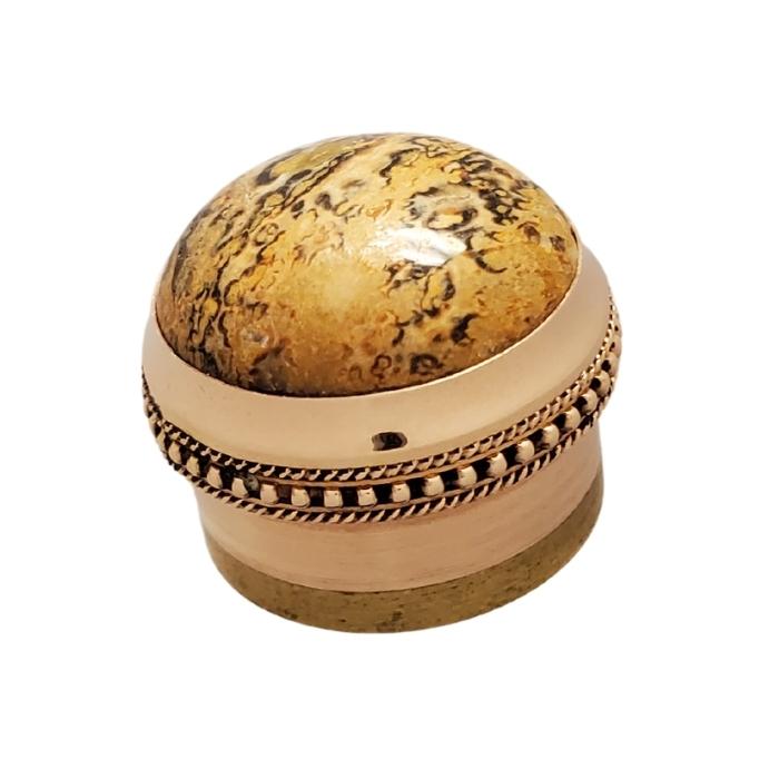 Leopard Jasper Gemstone Flute Crown Gold (Cabochon)