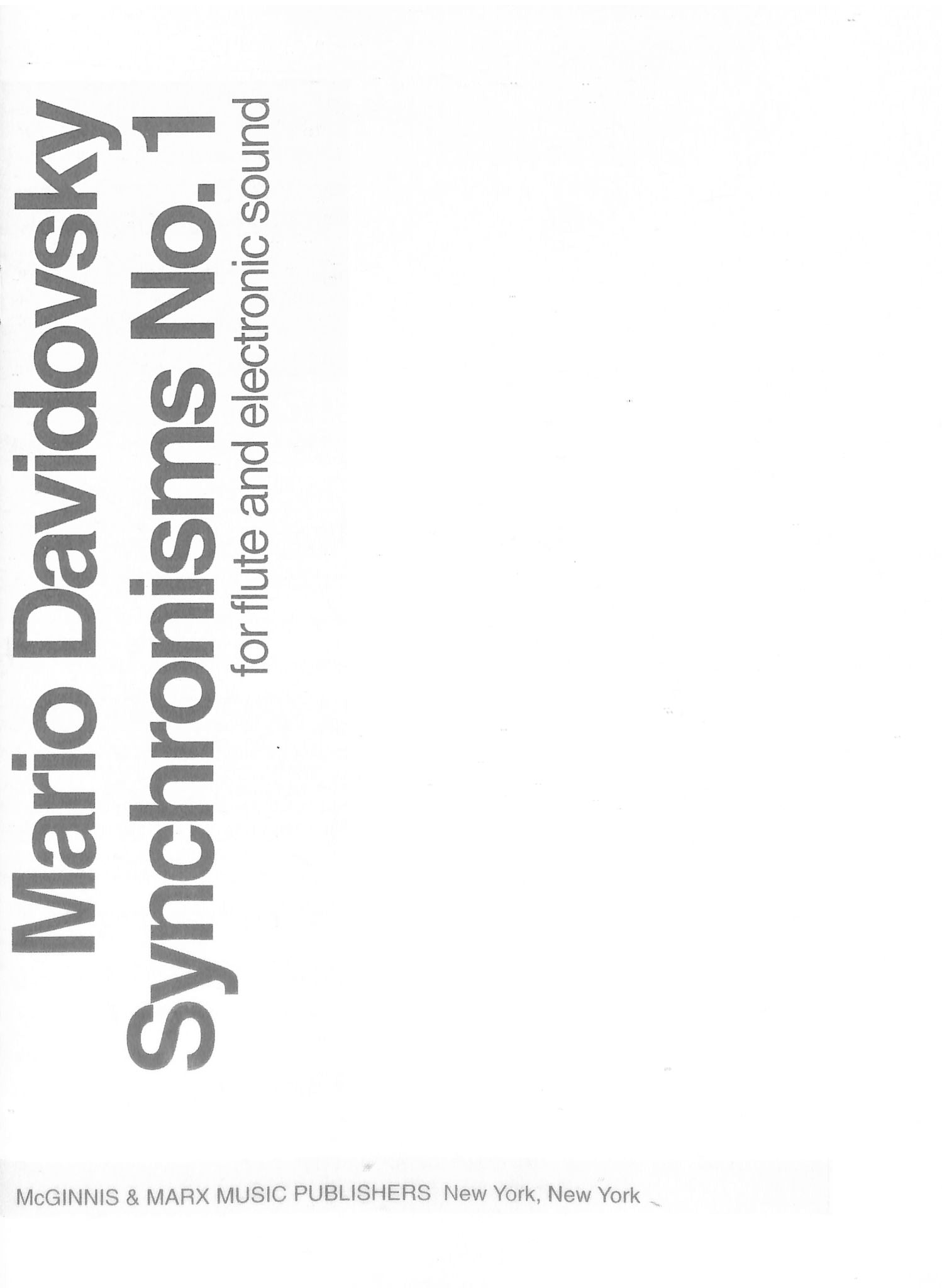 Davidovsky, M :: Synchronisms No. 1