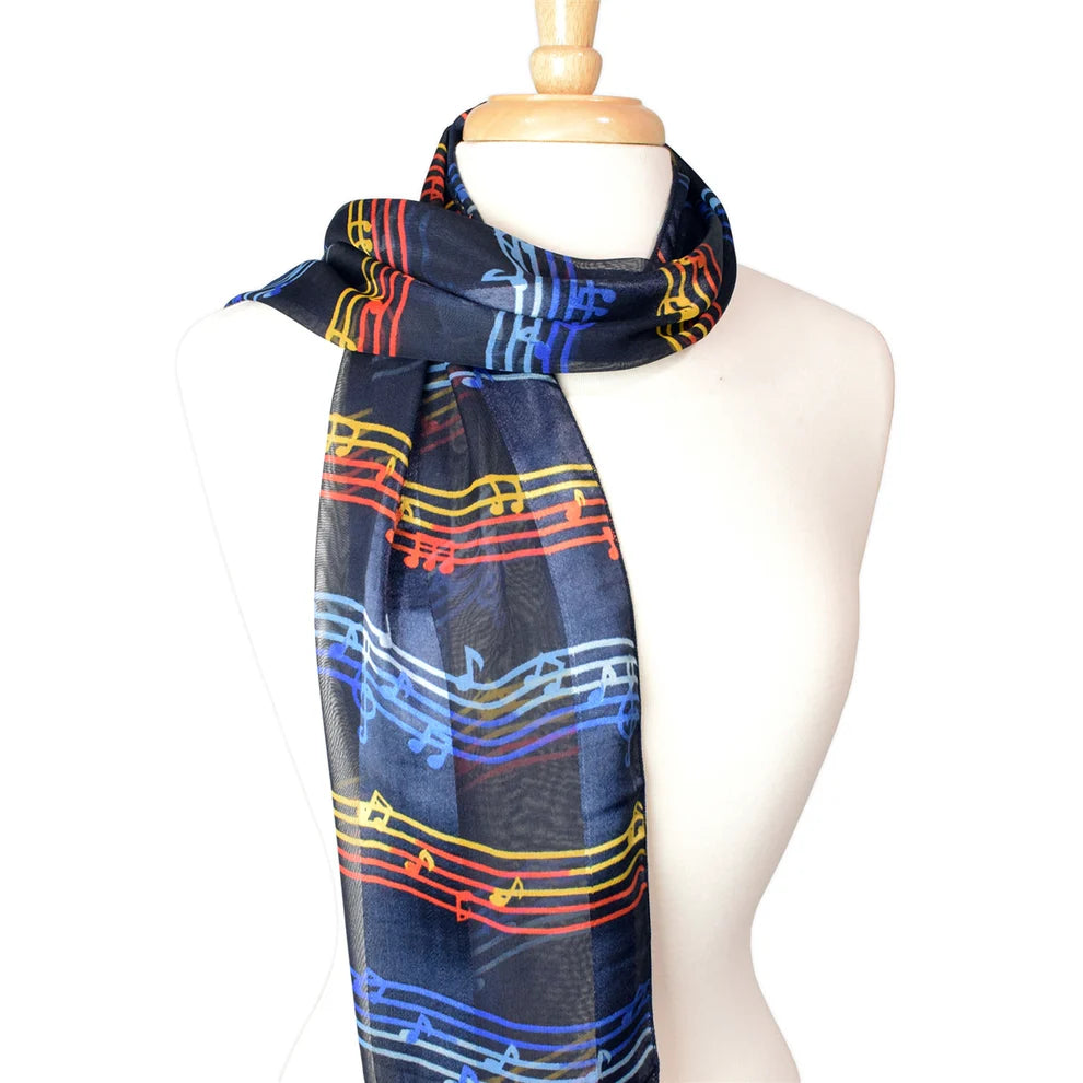 Scarf - Multi Color Music Notes