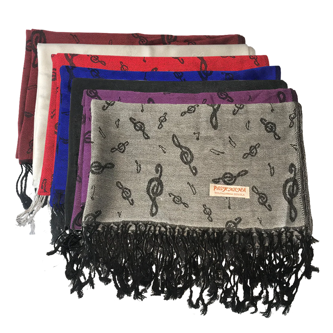 Scarf - Pashmina with Treble Clefs