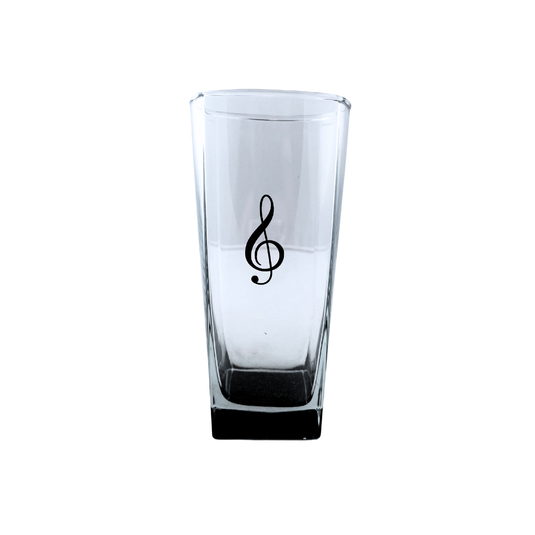 Square Treble Clef Glass w/Black Tint 16oz