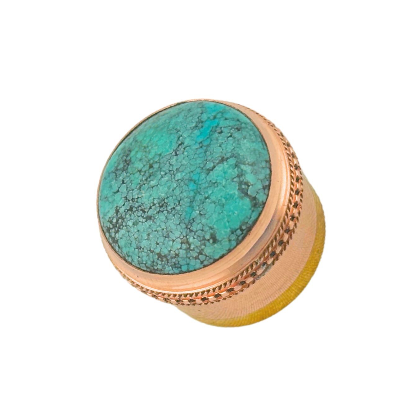 Turquoise Gemstone Flute Crown Gold (Cabochon)