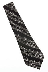 Neck Tie - Black with White Sheet Music