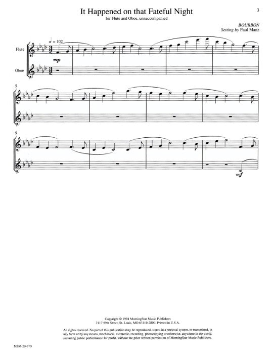 Manz, P :: Two Lenten Hymns for Flute, Oboe and Organ