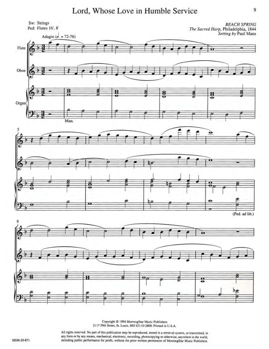 Manz, P :: 3 Hymns for Flute, Oboe and Organ