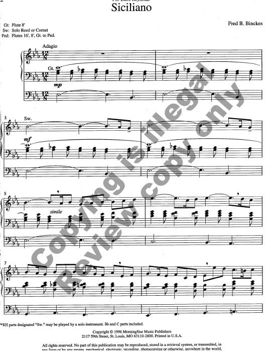 Binckes, FB :: Two Lyrical Pieces for Solo Instrument and Organ