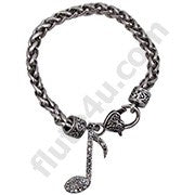 Bracelet - Crystal Eighth Note w/ Heart Clasp