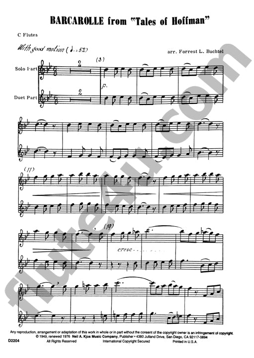 Offenbach, J :: Barcarolle from 'Tales of Hoffman'