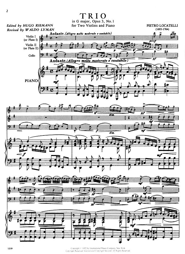 Locatelli, P :: Trio in G major, op. 3, No. 1