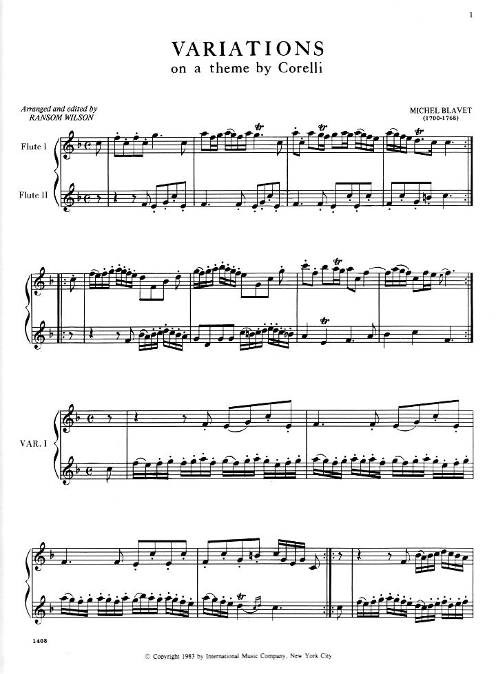 Blavet, M :: Variations on a Theme by Corelli