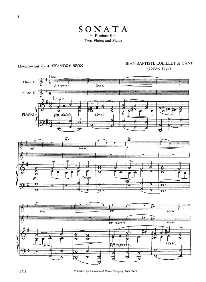 Loeillet, JB :: Sonata in E minor