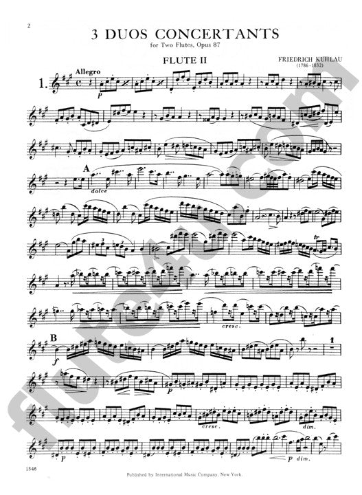 Kuhlau, F :: Three Duos Concertants, Opus 87