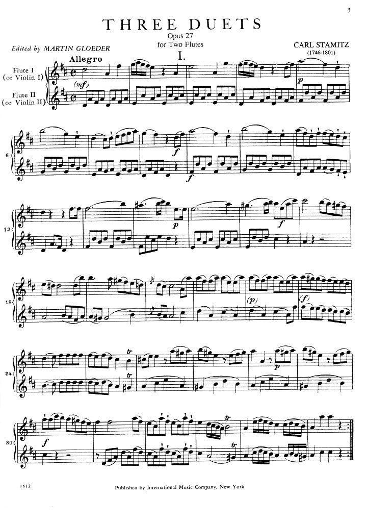 Stamitz, C :: Three Duets, op. 27