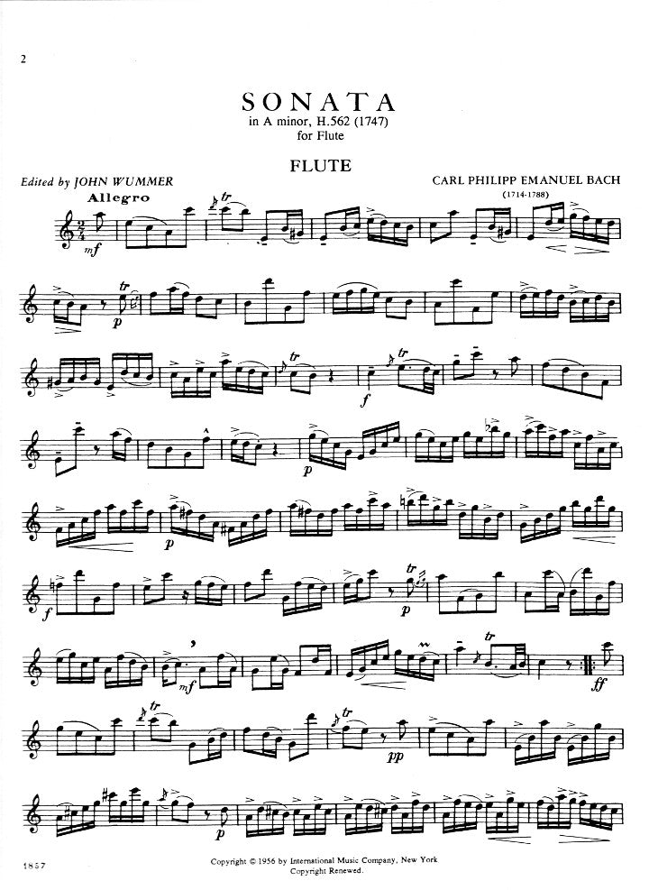 Bach, CPE :: Sonata in A minor, H. 562