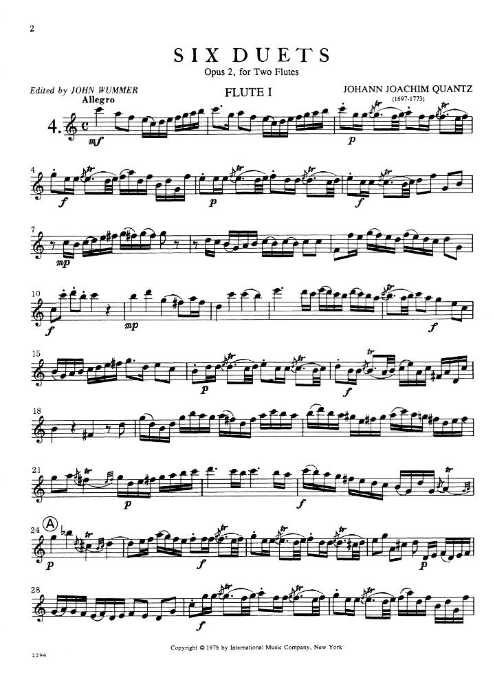 Quantz, JJ :: Six Duets op. 2 Volume II