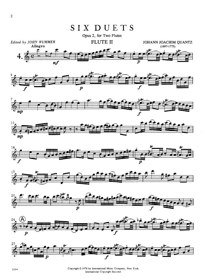 Quantz, JJ :: Six Duets op. 2 Volume II