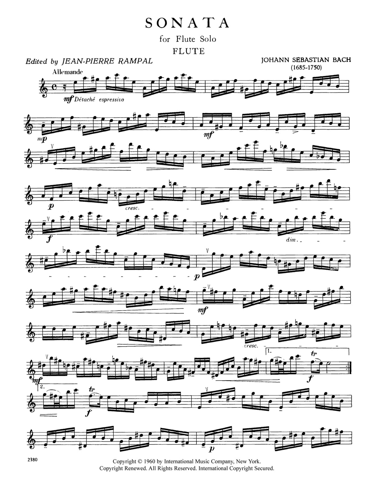 Bach, JS :: Sonata in A minor, S. 1013