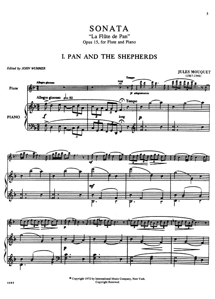 Mouquet, J :: Sonata 'La Flute de Pan' op. 15