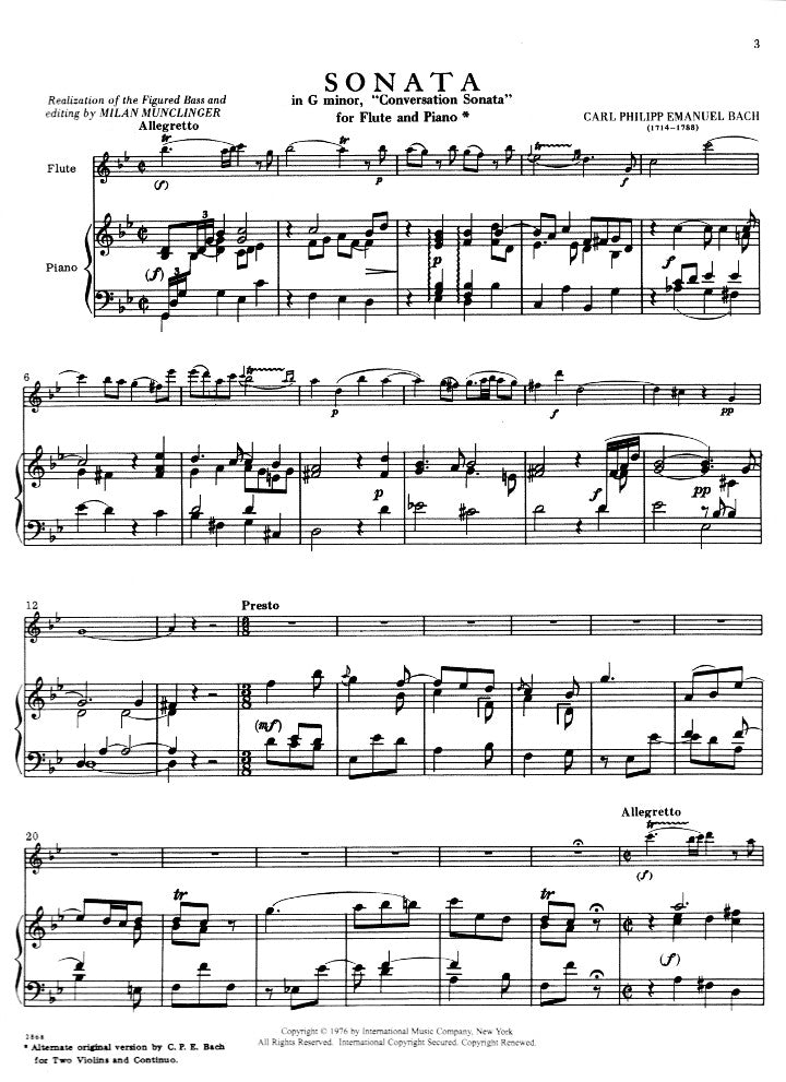 Bach, CPE :: Sonata in G minor 'Conversation Sonata'