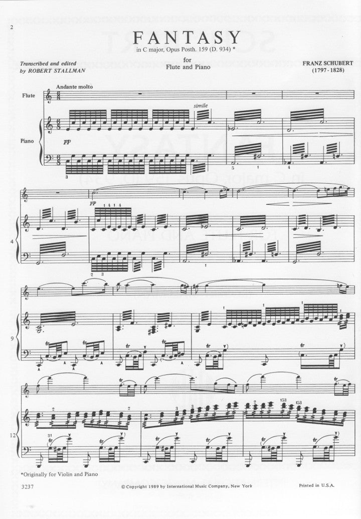 Schubert, F :: Fantasy in C Major, Opus 159 (D. 934)