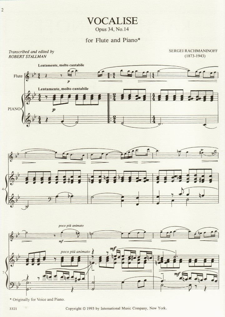 Rachmaninoff, S :: Vocalise op. 34, No. 14