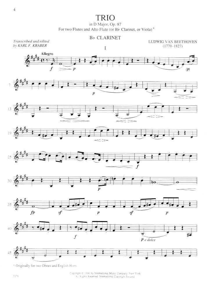 Beethoven, L :: Trio in D major, op. 87