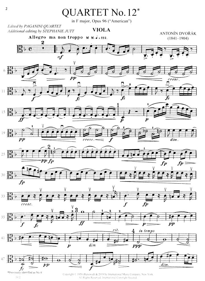 Dvorak, A :: 'American' Quartet No. 12 in F Major, op. 96