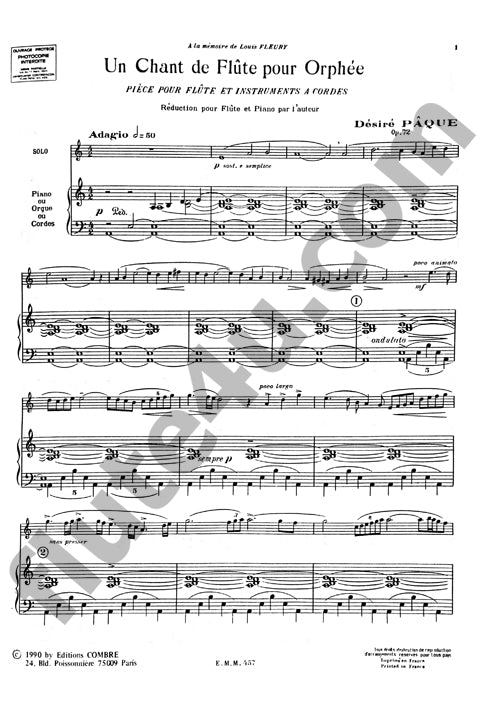 Paque, D :: Un chant de flute pour Orphee