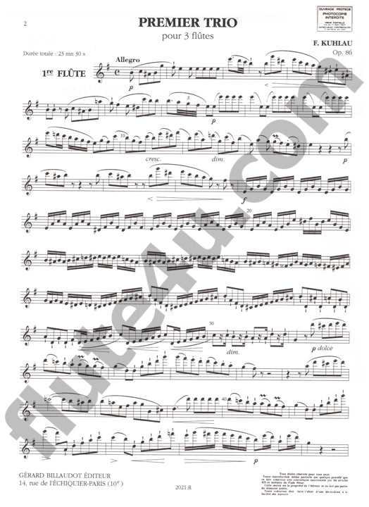 Kuhlau, F :: Trois Grands Trios, Op. 86: No. 1 in E minor