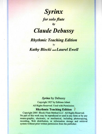 Debussy, C :: Syrinx Rhythmic Teaching Edition