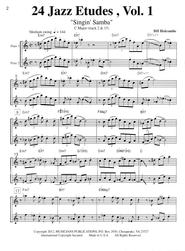 Holcombe, B :: 24 Jazz Etudes for Two Flutes Vol. 1