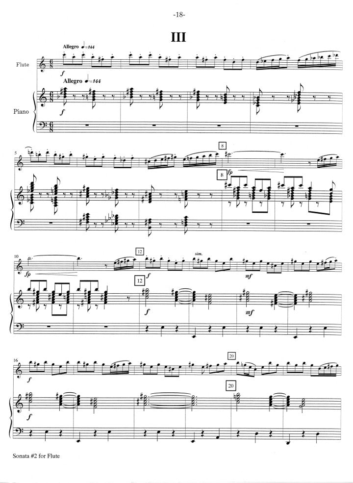 Holcombe, B :: Sonata #2 for Flute and Piano
