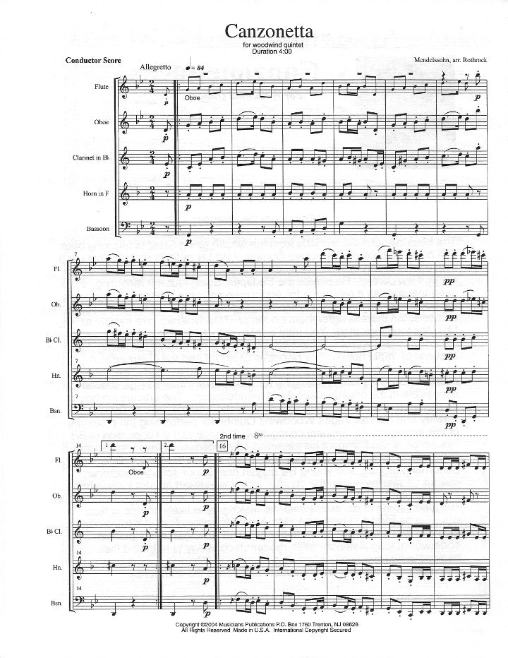 Mendelssohn, F :: Canzonetta